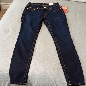 True Religion Navy Skinny Jeans with Contrast Stitching NWT